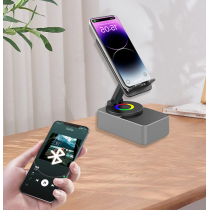 WYS-2301BT Στήριγμα Τηλεφώνου/Tablet 3-σε-1 με Ηχείο Bluetooth 5.3 & RGB Δαχτυλίδι – Πτυσσόμενη Βάση Επιτραπέζιας 360°