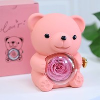 Caixa de Jóias Giratória Urso de Pelúcia Rosa Eterna