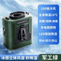 Ventilador de Cintura Portátil con Pantalla LED, Ventilador de Enfriamiento Recargable por USB para Uso al Aire Libre y en Sitio