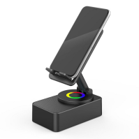 Підставка для телефону/планшета WYS-2301BT 3-в-1 з Bluetooth 5.3 динаміком та RGB кільцем – складана настільна док-станція з обе