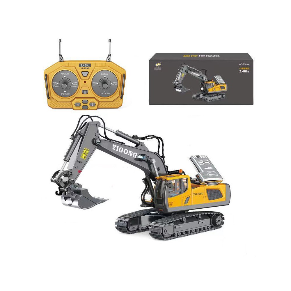 2.4G 11-kanaals legering RC graafmachine – 680° rotatie, verlichting en geluid