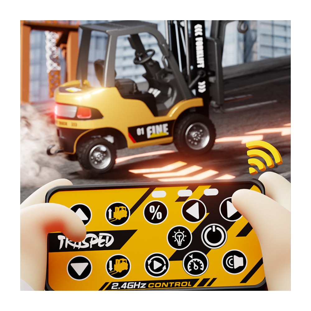 1:64 Mini Alloy RC Forklift Toy with Bluetooth & Simulation Features – Remote Control Construction Vehicle