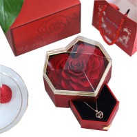 Heart-Shaped Preserved Rose Jewelry Box (5 Colors)