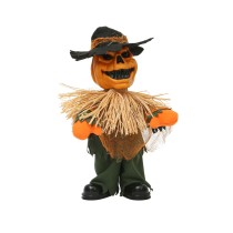Decoração Elétrica de Abóbora de Halloween em Forma de Espantalho para Mesa