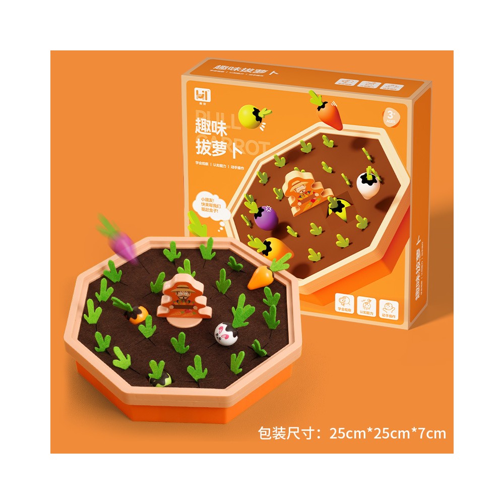 Jogo de mesa Montessori Carrot Pull com 24 cenouras coloridas