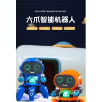 Mainan Robot Menari Enam Cakar dengan Lampu, Muzik & Pengelakan Halangan