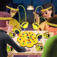 Stolní hra s magnetickými korálky Little Bee – Tréninková hračka z kolekce Honey Collection (hráči 2 nebo 4)
