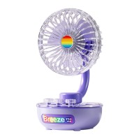 FH168 Transparent Rechargeable USB Desk Fan with Color Light and 3 Speeds