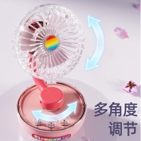 FH168 Transparent Rechargeable USB Desk Fan with Color Light and 3 Speeds