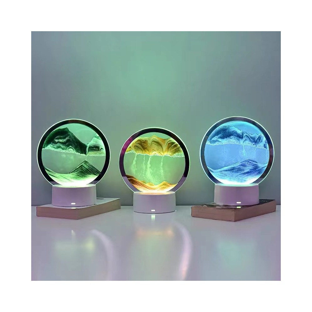 মুভিং স্যান্ড আর্ট LED টেবিল ল্যাম্প - USB সাত রঙের সাজসজ্জার নাইট লাইট