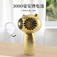 LED 표시창이 있는 올빼미형 듀얼 터빈 USB 충전식 휴대용 선풍기