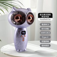 LED 표시창이 있는 올빼미형 듀얼 터빈 USB 충전식 휴대용 선풍기