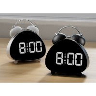 Relógio despertador LED digital de mesa com campainhas