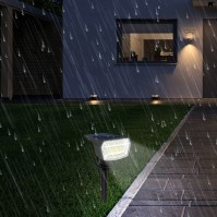 Solar garden stake LED light outdoor rain scene