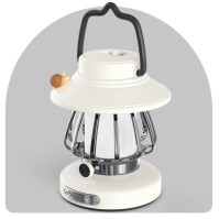 White rechargeable retro snail camping night light