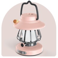 Pink rechargeable retro snail camping night light