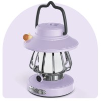 Purple rechargeable retro snail camping night light