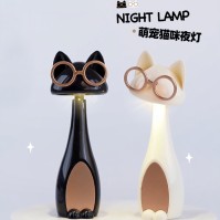 Rechargeable cat LED night light in white and black styles