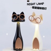 Rechargeable cat LED night light in white and black styles