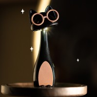 Black rechargeable cat LED night light