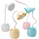 USB LED study desk lamp with flower shade and pen holder color options