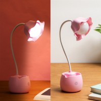 LC010 three-mode pink flower USB LED desk lamp