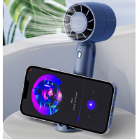 T10 ブレードレスハンドヘルドミニファン（2000mAh）電話スタンドベース付き – USBポータブルファン、ブルー／ホワイト／ピンク