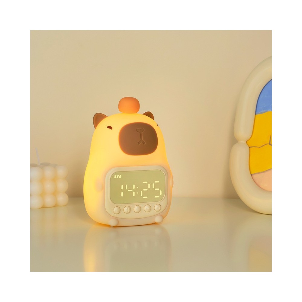 Capybara smart väckarklocka med nattlampa – Söt USB-uppladdningsbar sängklocka från Kina