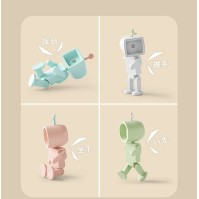 宇宙飛行士マグネットミニナイトライトロボット – 丸型／四角型ヘッド、4色（電池式デスクアクセントランプ）