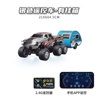 Model Lori Off-Road Aloi 6-Roda Mini 1:64 & Treler Boleh Cas Semula