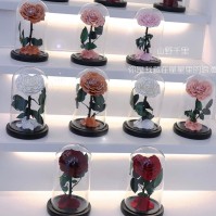 Preserved Rose Glass Dome Display, 22 Color Variants