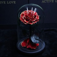 Preserved Rose Glass Dome Display, 22 Color Variants