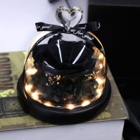 Heart-Shaped Preserved Rose Glass Dome with LED, 6 Colors