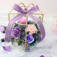 Preserved Rose Arrangement in Iron Flower Basket, 4 Variants