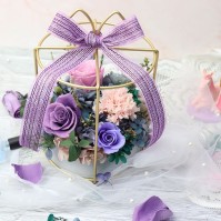 Preserved Rose Arrangement in Iron Flower Basket, 4 Variants