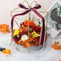 Preserved Rose Arrangement in Iron Flower Basket, 4 Variants