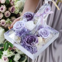 Preserved Rose Acrylic High-Heel Shoe Display, 8 Colors