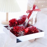 Preserved Rose Acrylic High-Heel Shoe Display, 8 Colors