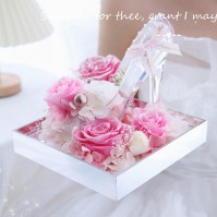 Preserved Rose Acrylic High-Heel Shoe Display, 8 Colors