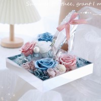Preserved Rose Acrylic High-Heel Shoe Display, 8 Colors